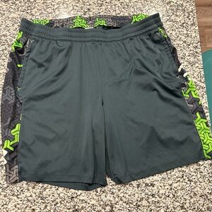 Under Armour Dark Gray and Neon Green Athletic Shorts